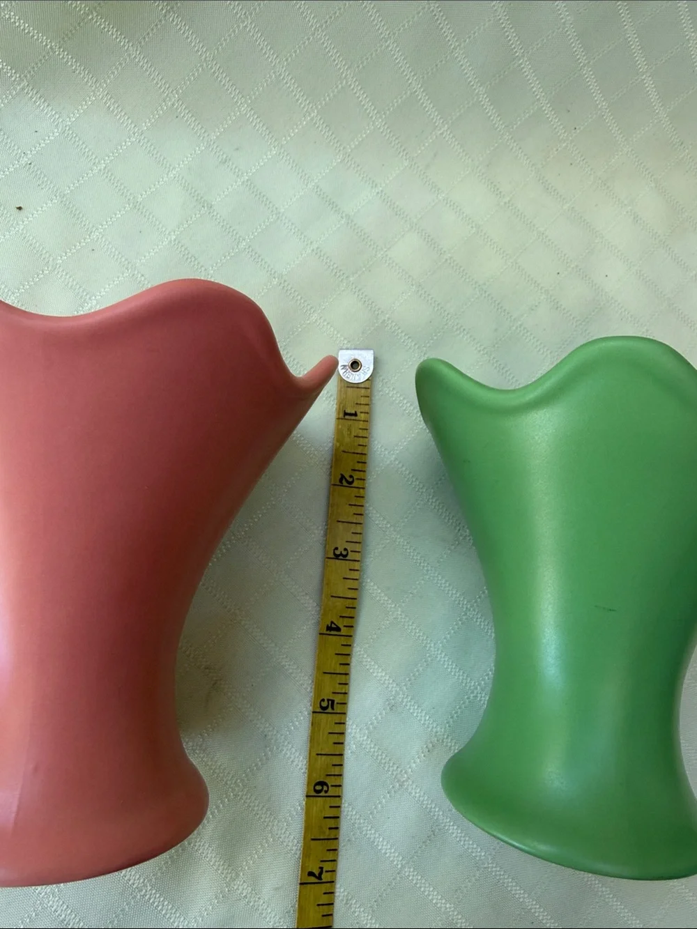 Vintage House of Lloyd Set of Matte Ceramic Flower Vases - Pink and Green